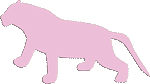 横向きのトラのシルエットのイラスト　ピンク