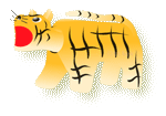 黄色い虎の置物のイラスト