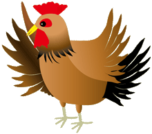 羽を広げた茶色い鶏のイラスト