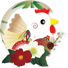 可愛い鶏と椿の花のリース