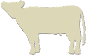 首を上げている横向きの牛のシルエットのイラスト　薄いゴールド
